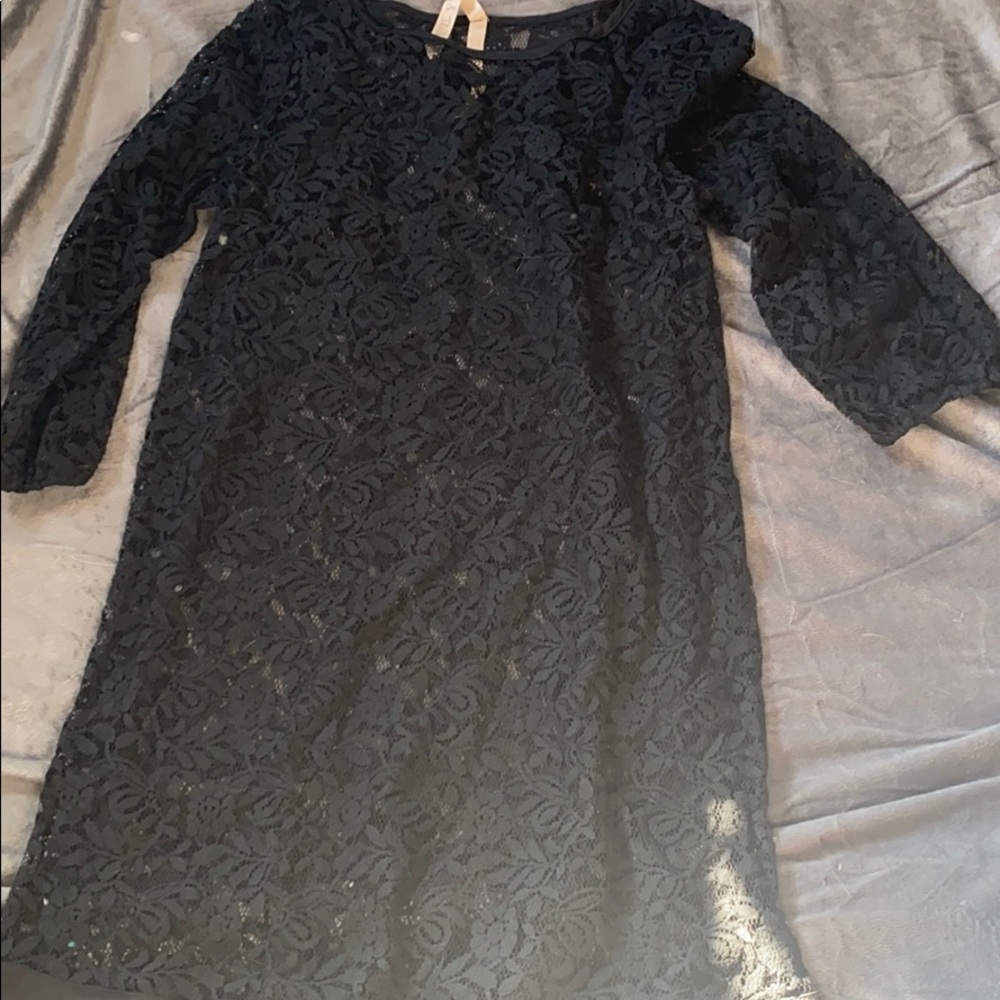 Hem and Thread black overlay dress